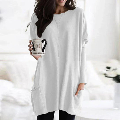 Women's Oversized Cotton Tunic Sweater for Relaxed Comfort