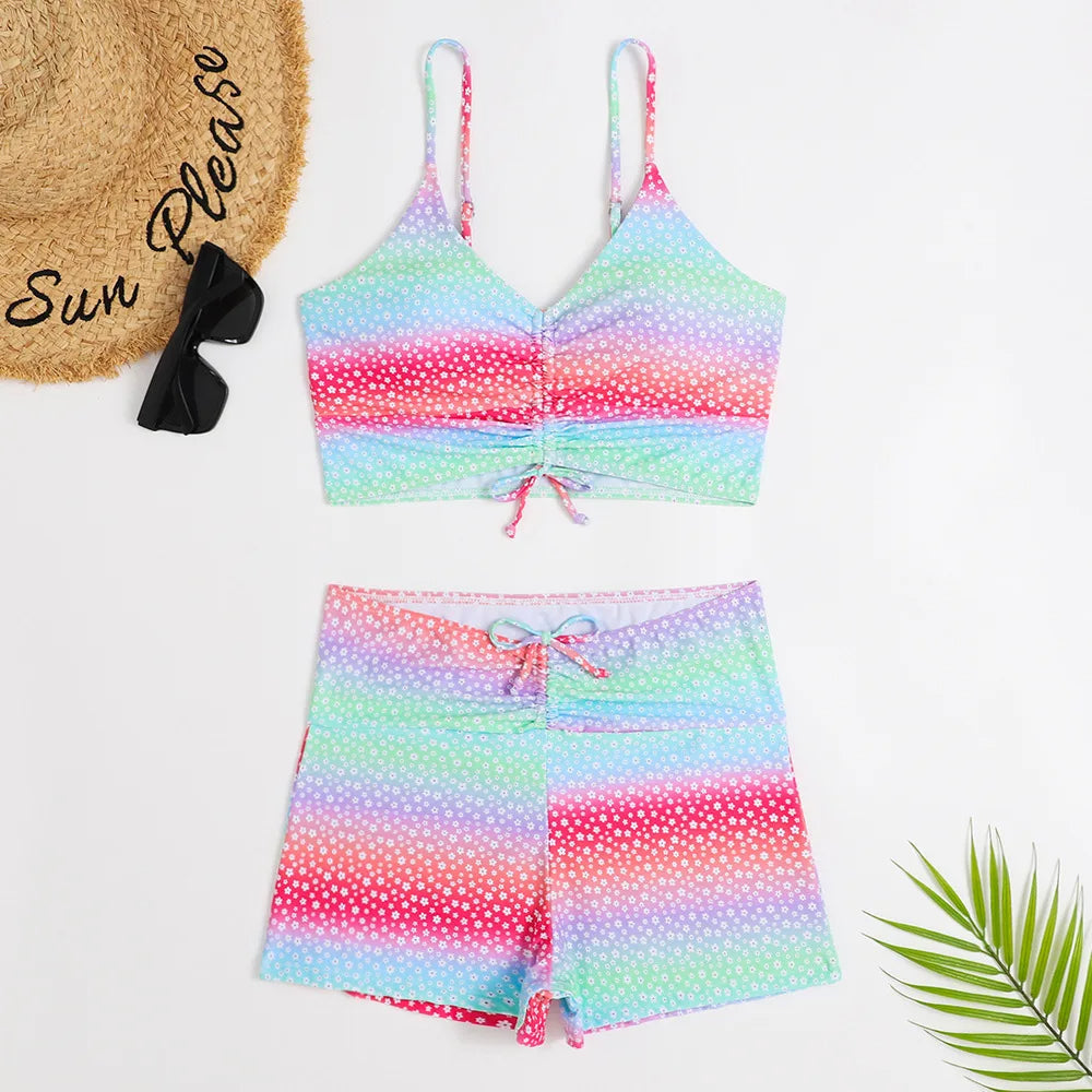 Women’s Bikini Set – High Waist Bottom – Ruched Bralette – Breathable Stretch Fabric