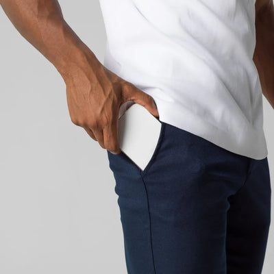 Men’s Slim-Fit Dress Trousers - Stretch Cotton - Flat Front - Business Casual