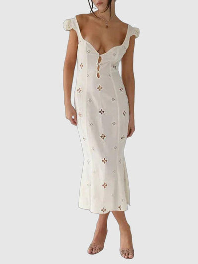 Off-Shoulder Dress with Cut-Out Design – Elegant, Breathable, All-Season Fashion