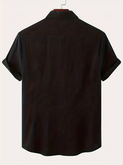 Men’s Short-Sleeve Button-Up Shirt - Classic Collar - Lightweight Relaxed Fit