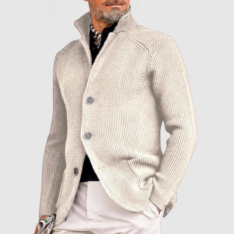 Knitted pocket elegant cardigan for men