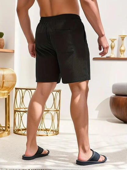 Men’s Casual Shorts - Breathable Lightweight Fabric - Elastic Waistband with Drawstring