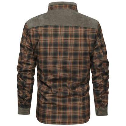 Men's retro plaid reverse collar thermal fleece jacket