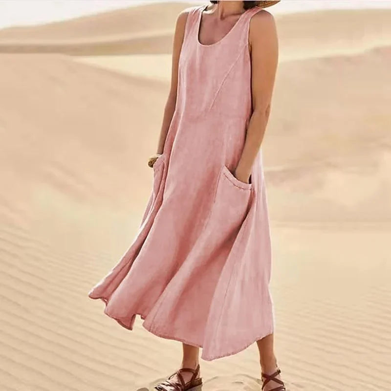 Women's Summer Maxi Dress with Long Sleeves - Modern Style