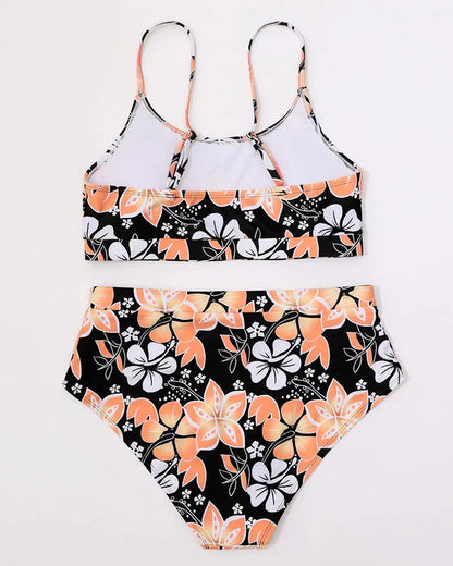 Women’s Bikini Set – High Waisted – Tank Style Top – Floral Print – Breathable Blend
