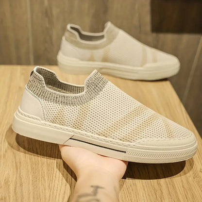 Men’s Slip-On Casual Shoes - Breathable Knitted Upper - Lightweight Rubber Sole