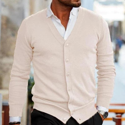 Men’s Cardigan – Soft Knit – Regular Fit – V-Neck – Button Front – Ribbed Trim