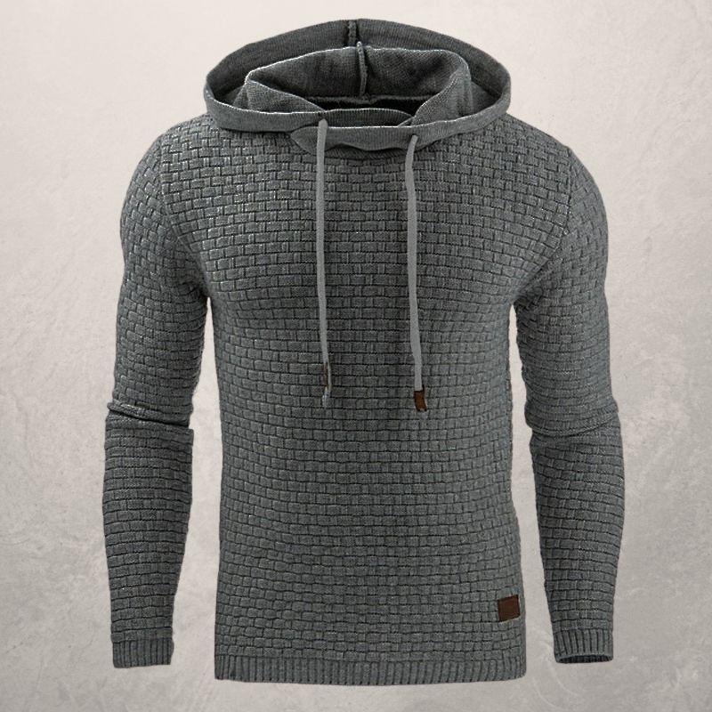 Men’s Hooded Sweater – Slim Fit – Textured Knit – Drawstring Hood – Ribbed Cuffs