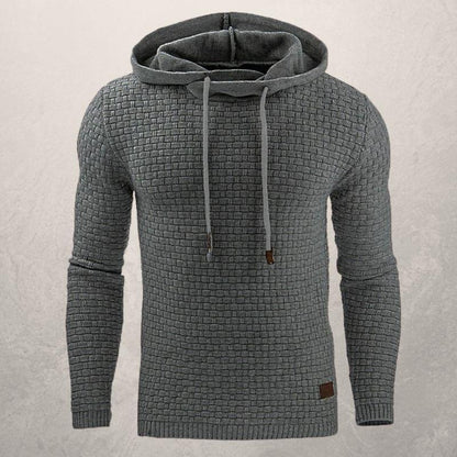 Men’s Hooded Sweater – Slim Fit – Textured Knit – Drawstring Hood – Ribbed Cuffs
