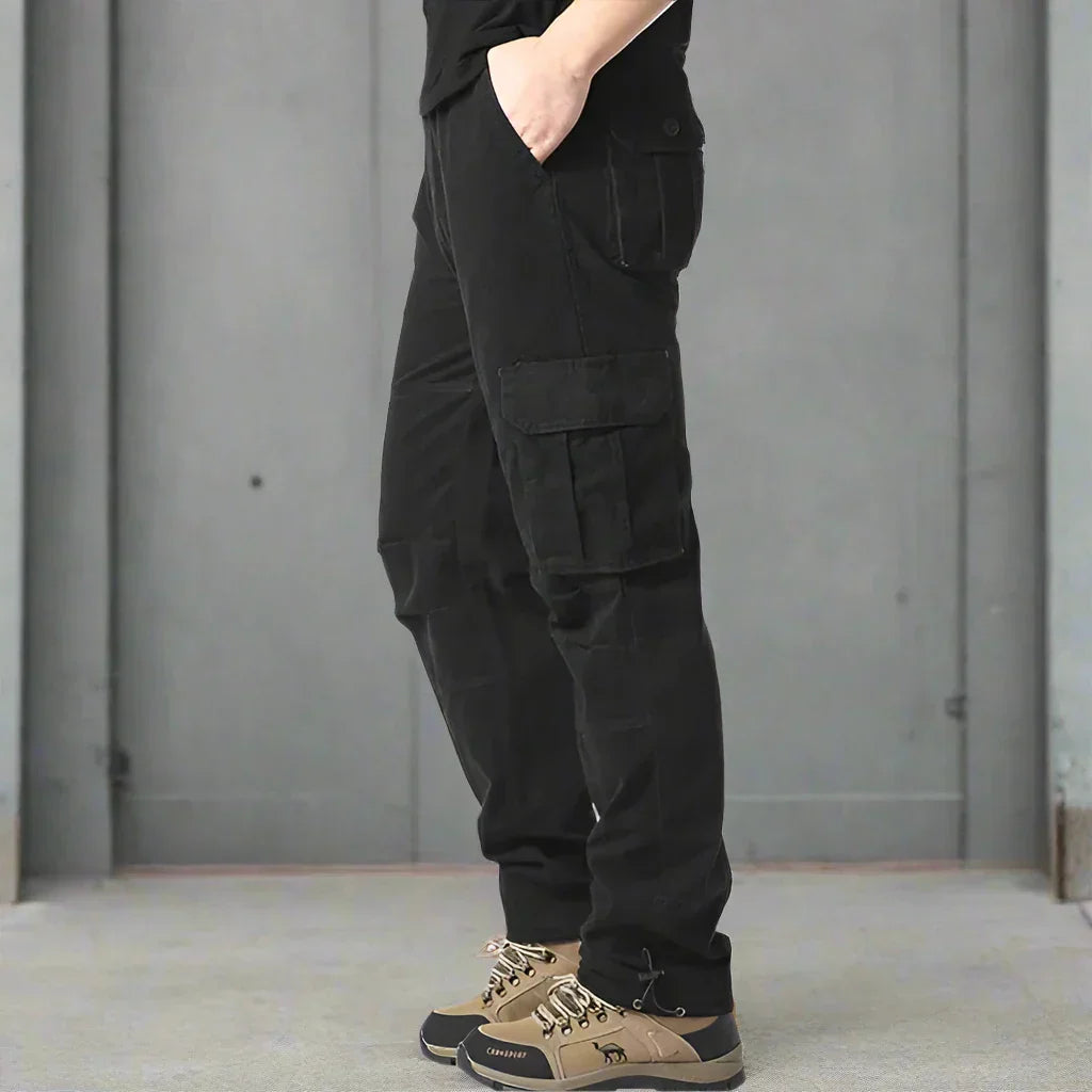 Men’s Cargo Trousers – Relaxed Fit – Natural Fibers – Utility Pockets – Full Length
