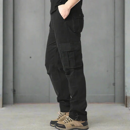 Men’s Cargo Trousers – Relaxed Fit – Natural Fibers – Utility Pockets – Full Length