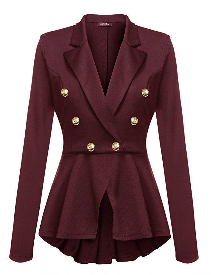 Women's feminine lapel double breasted blazer