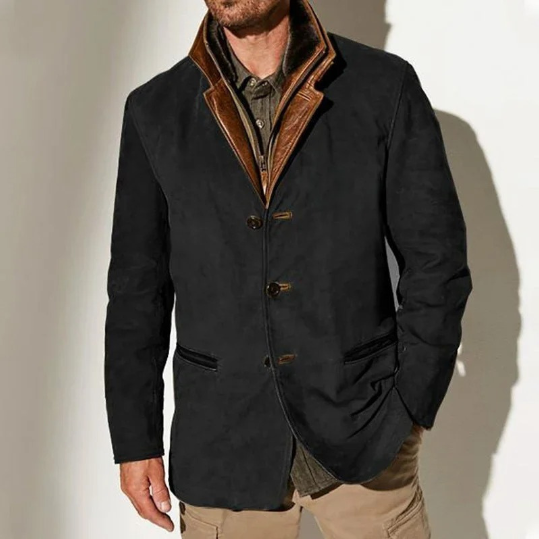 Men's casual button coat vintage winter coat