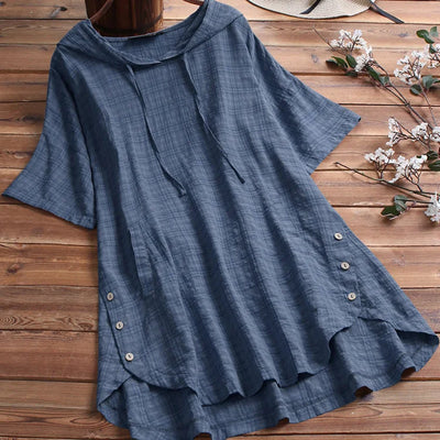 Women’s T-Shirt – Relaxed Fit – Round Neck – Button Detail – Breathable Blend