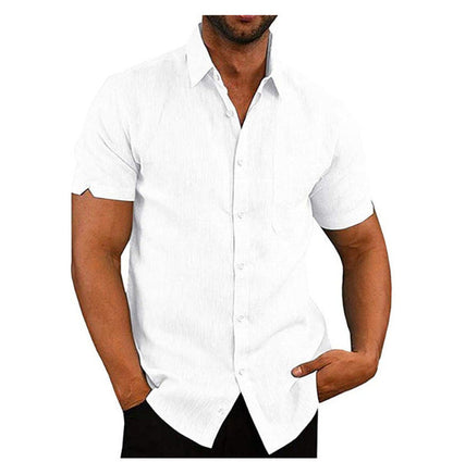 Men’s Short-Sleeve Button-Up Shirt - Classic Collar - Lightweight Relaxed Fit