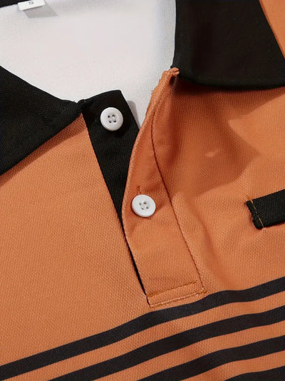 Men’s Polo Shirt - Slim Fit - Striped Design - Short Sleeve Casual Wear