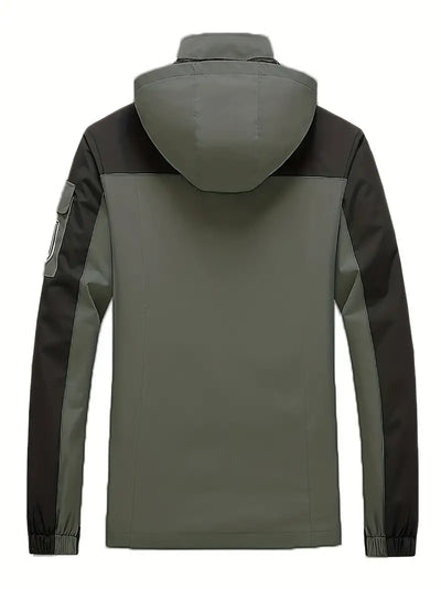 Men's Outdoor Jacket - Waterproof & Windproof - Hooded - Multi-Pocket - Full Zip