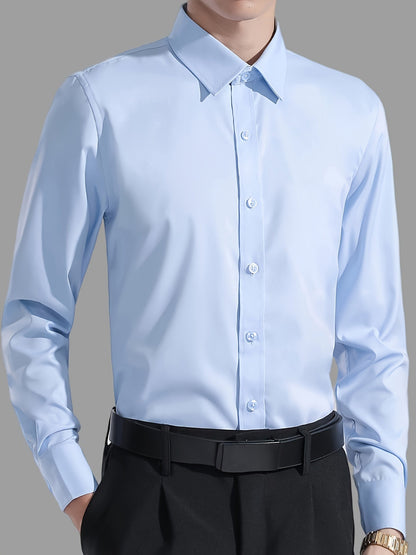 Men’s Dress Shirt - 100% Cotton - Slim Fit - Button-Up with Semi-Spread Collar