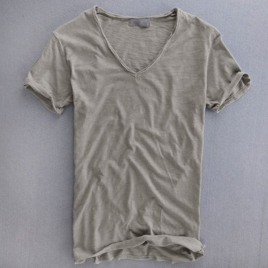 Men’s T-shirt – Soft Knit – V-Neck – Standard Fit – Short Sleeve – Natural Fibers