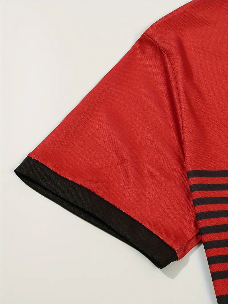 Men’s Polo Shirt - Slim Fit - Striped Design - Short Sleeve Casual Wear
