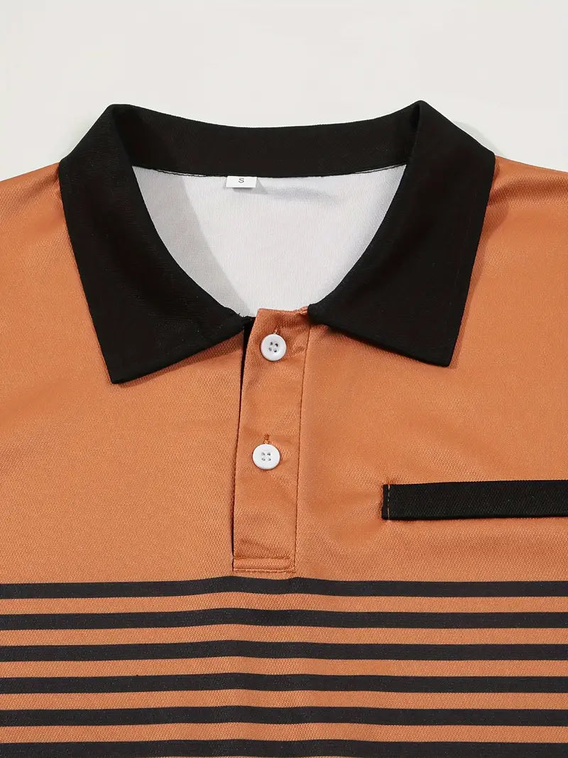 Men’s Polo Shirt - Slim Fit - Striped Design - Short Sleeve Casual Wear