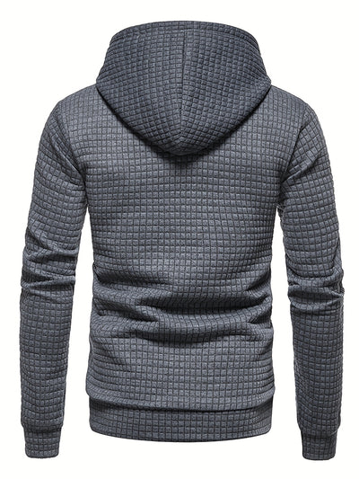 Men’s Quilted Hoodie - Regular Fit - Pullover Style - Drawstring Hood Casual Wear