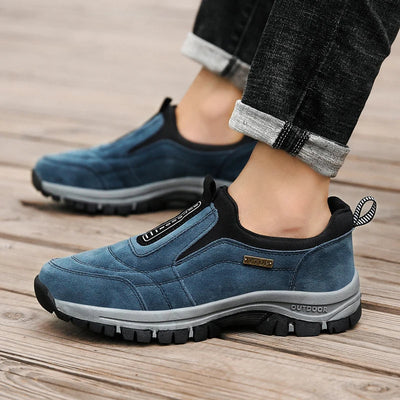 Men’s Hiking Shoes – Slip-On Suede – Cushioned Grip Sole – Low Top – Breathable Fit