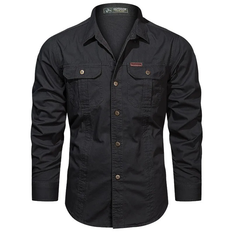 Men's utility shirt with chest pockets long sleeves and button closure