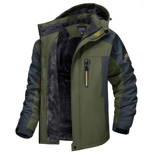 Men's windproof color block winter jacket