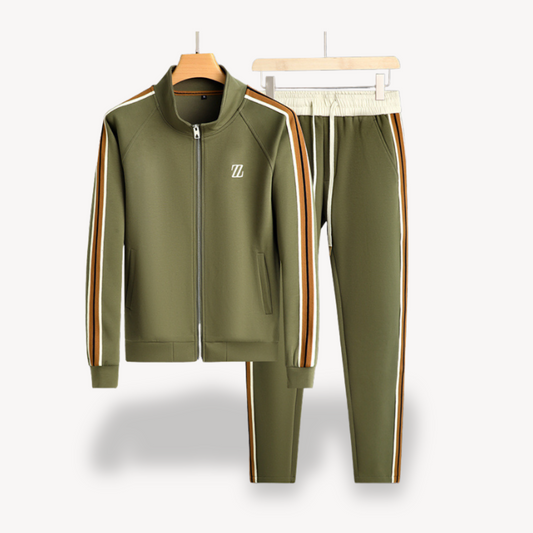 Men’s Tracksuit Set – Slim Fit – Side Stripe – Zip Jacket & Drawstring Joggers