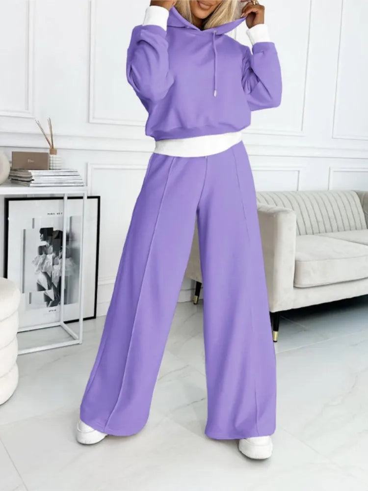 Women’s Lounge Set – Soft Knit – Relaxed Fit – Hoodie and Drawstring Trousers