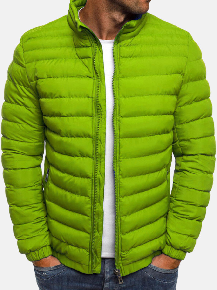 Men’s Quilted Jacket – Slim Fit – Lightweight Padding – High Collar – Zipper Pockets