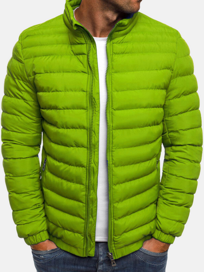 Men’s Quilted Jacket – Slim Fit – Lightweight Padding – High Collar – Zipper Pockets