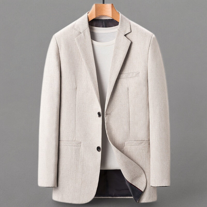 Men’s Blazer – Structured Fit – Wool Blend – Notch Lapel – Two-Button Closure