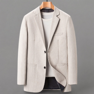 Men’s Blazer – Structured Fit – Wool Blend – Notch Lapel – Two-Button Closure