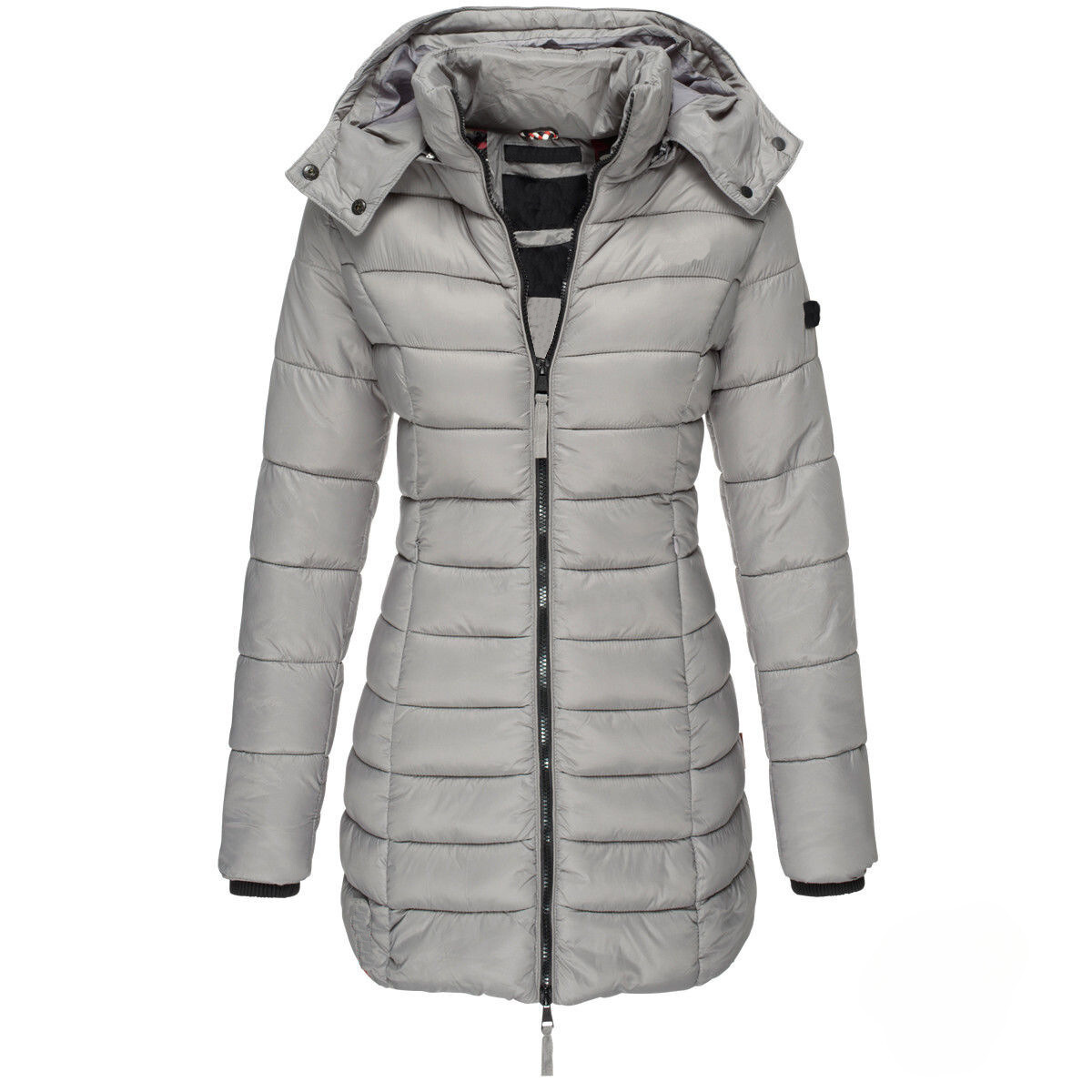 Women's fluffy insulated puffer jacket with removable hood