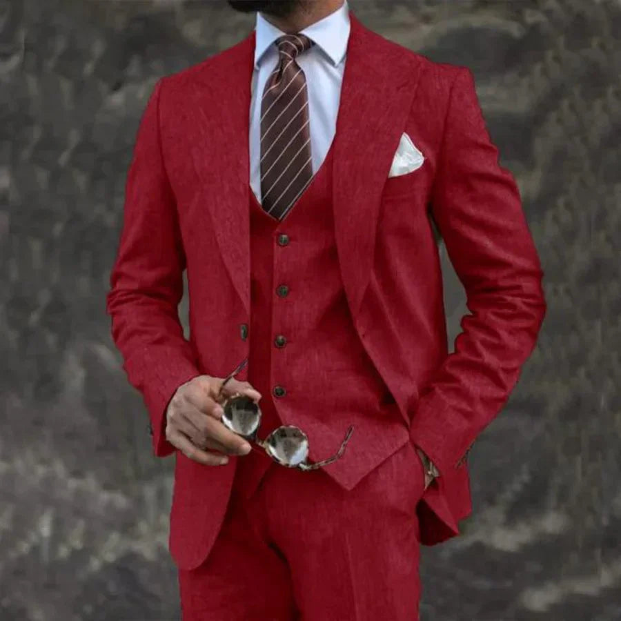 Men’s Three-Piece Suit – Tailored Fit – Single-Breasted – Breathable Luxury Fabric