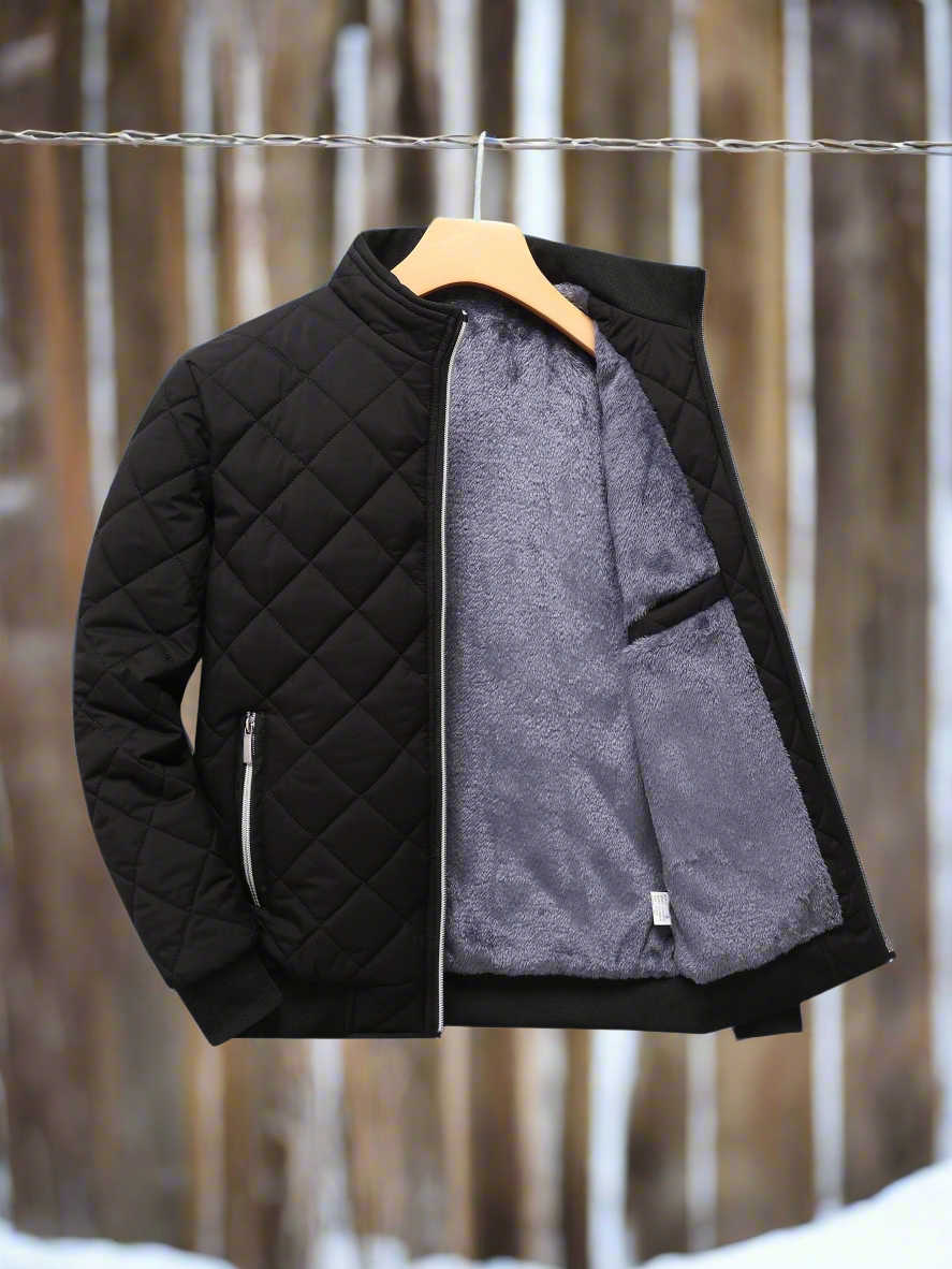 Men’s Bomber Jacket – Quilted Design – Soft Lining – Ribbed Trim – Zipped Pockets