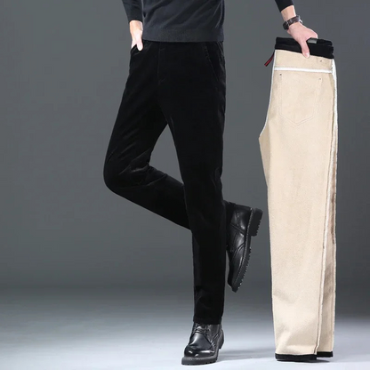 Men's corduroy pants with warm fleece lining