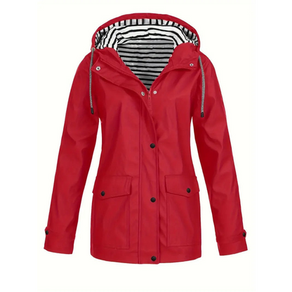 Women’s Raincoat – Relaxed Fit – Adjustable Hood – Mid-Length Outdoor Wear