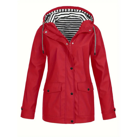 Women’s Raincoat – Relaxed Fit – Adjustable Hood – Mid-Length Outdoor Wear