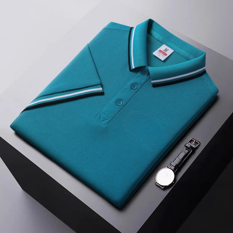 Men’s Polo Shirt – Regular Fit – Breathable Blend – Striped Collar Casual Wear