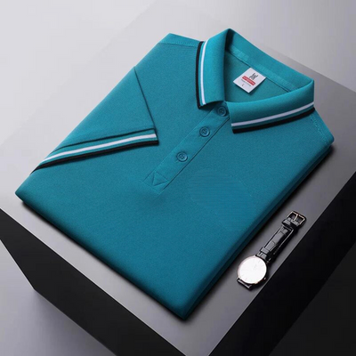 Men’s Polo Shirt – Regular Fit – Breathable Blend – Striped Collar Casual Wear