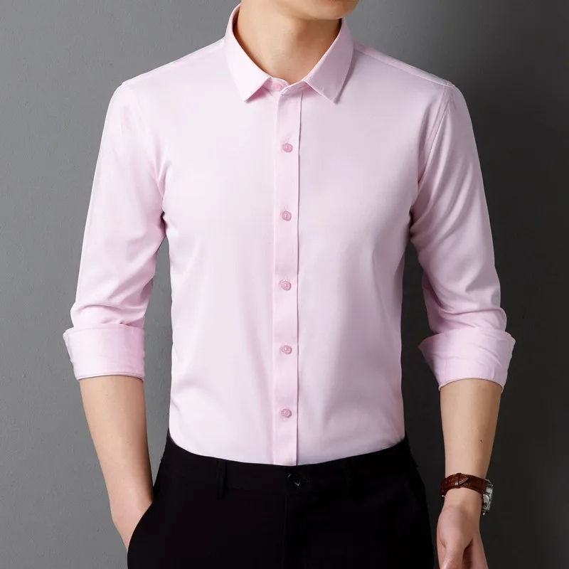 Men's slim fit formal shirt with long sleeves and button closure