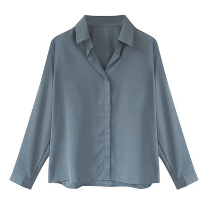 Women's Long Sleeve Chiffon Blouse Elegant Shirt