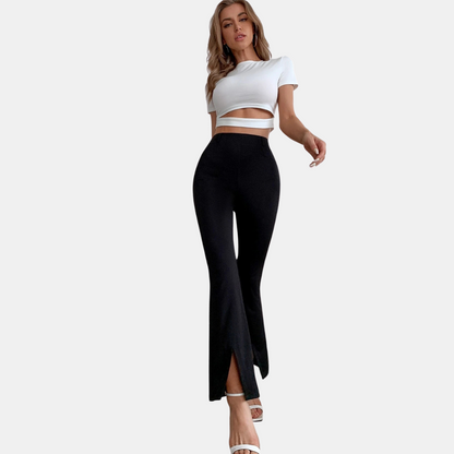 High waist split hem long pants for women