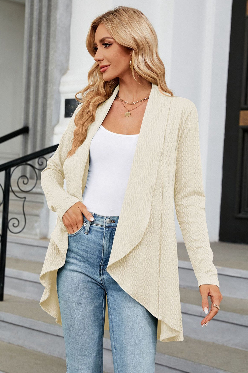 Women's casual open-front cardigan