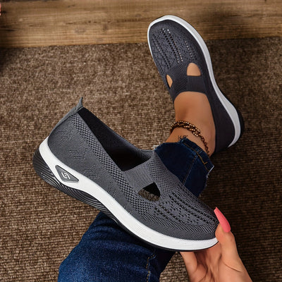 Women’s Slip-On Sneakers – Breathable Knit – Cushioned Sole – Low-Cut Casual Fit