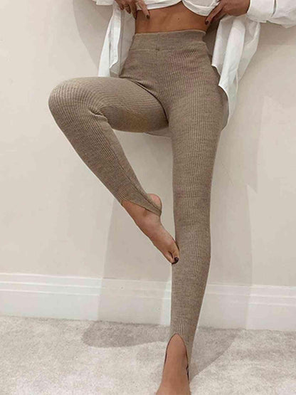 Ribbed Mid-Waist Leggings for Women